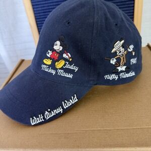 Y2k Vintage Walt Disney "Through The Years" Mickey Mouse Cap Hat Snapback Navy